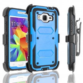 Samsung Galaxy J7 Case, [SUPER GUARD] Dual Layer Protection With [Built-in Screen Protector] Holster Locking Belt Clip+Circle(TM) Stylus Touch Screen Pen (Blue)